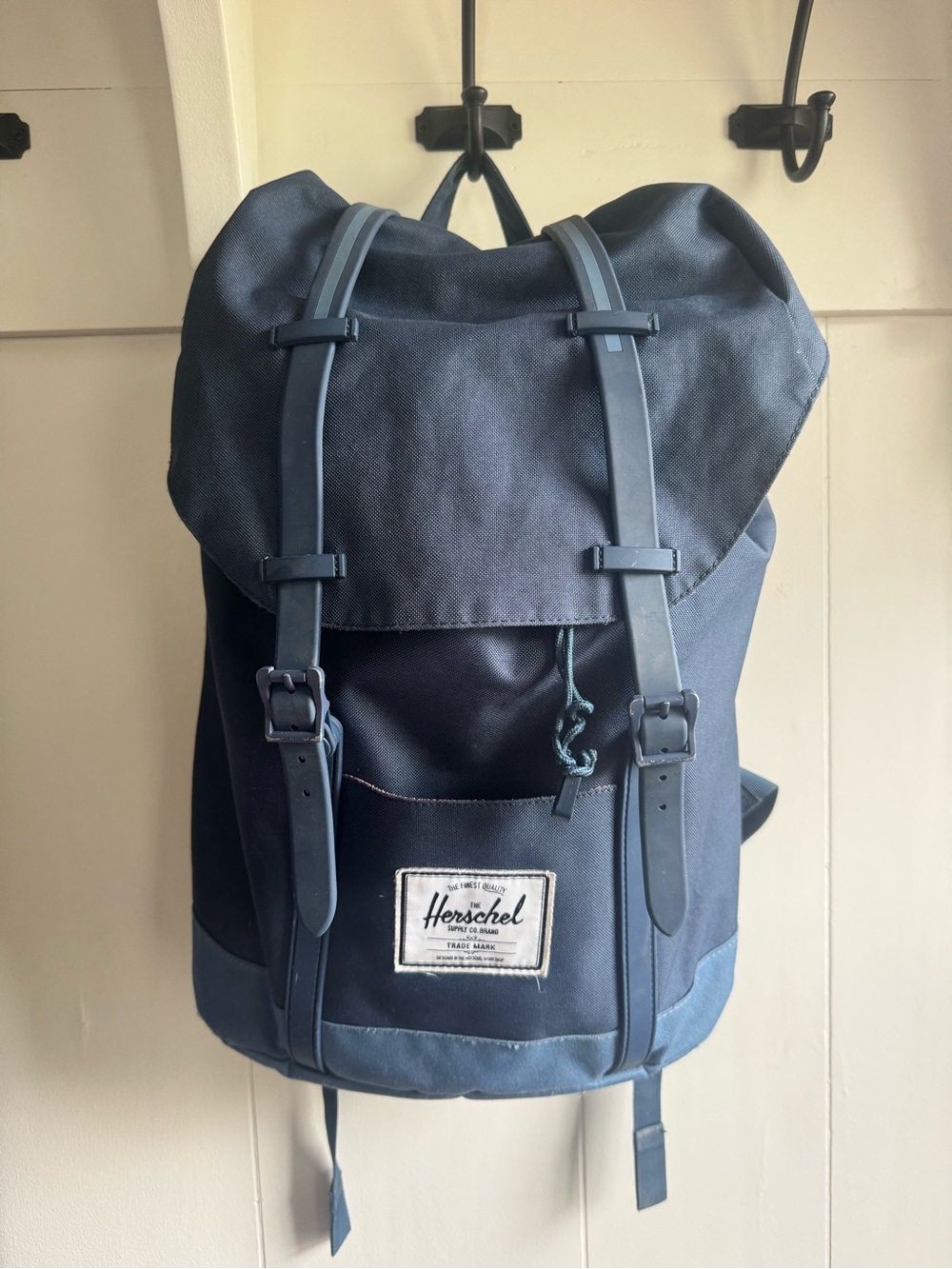 Herschel Supply Company Navy Blue Canvas Backpack with Buckle Straps